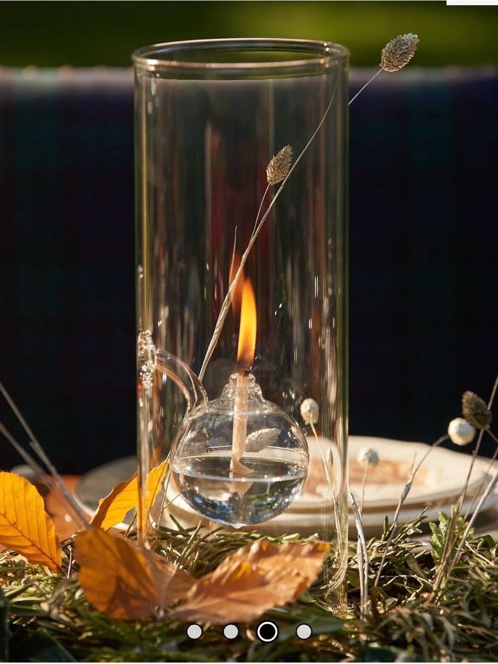 Wolfard Glass Oil Lamp with a wick, holder & Filler spout
